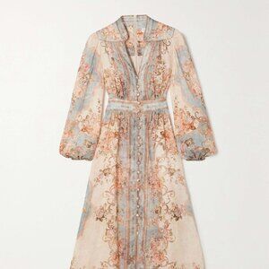 NWOT ZIMMERMANN AUGUST PLUNGE MIDI DRESS FLORAL Size AU0
